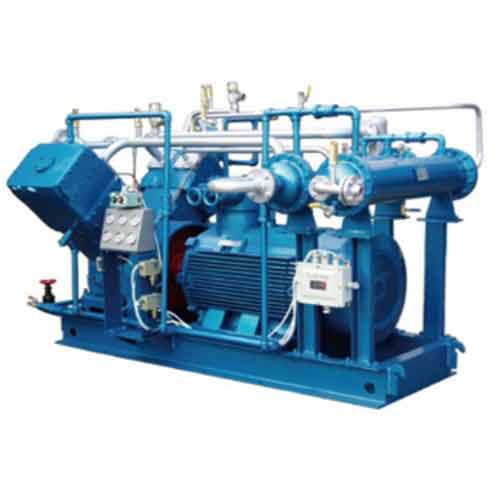An ammonia compressor is specifically designed for compressing and handling ammonia gas. It is used in various industries such as refrigeration, chemical, and petrochemical. These compressors are constructed with materials compatible with ammonia and are designed to ensure efficient and reliable compression of the gas.